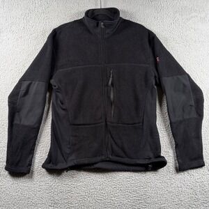 Victorinox Swiss Army Fleece Jacket Mens M Black Zip Reinforced Elbow Patches